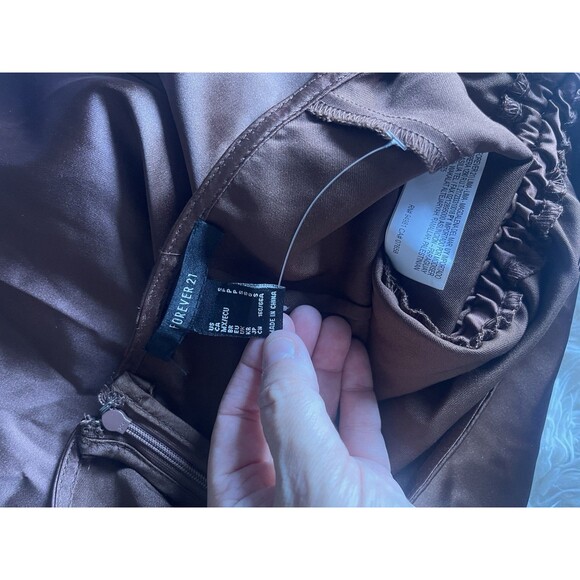 Forever 21 Satin Brown Cinch Style Skirt Y2k Vibes S - Picture 6 of 7